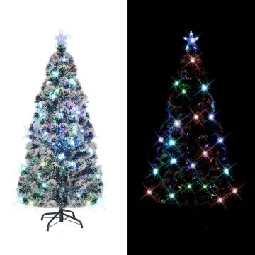 Albero di Natale Preilluminato con Supporto e LED 150 cm Fibra Ottica