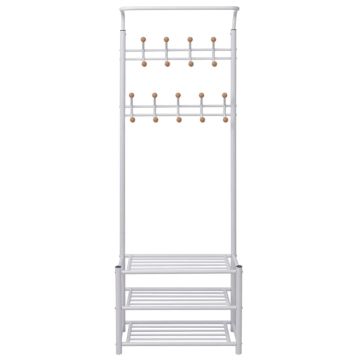 Appendiabiti con Poggiascarpe 68x32x182,5 cm Bianco