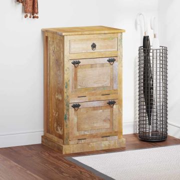 Scarpiera a 4 Livelli con Cassetto Legno Massello di Recupero