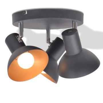 Lampadario per 3 Lampadine E27 Nero e Oro