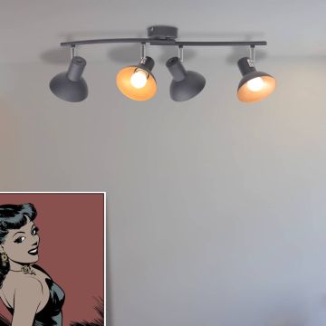 Lampadario da Soffitto per 4 Lampadine E27 Nero e Oro