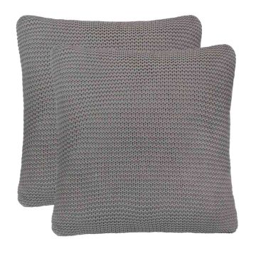 Cuscino da Lanciare Intreccio a cesto 2 pz Grigio Cotone