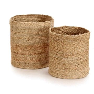 Set di Cesti Portaoggetti Artigianali 2 pz in Iuta Naturale