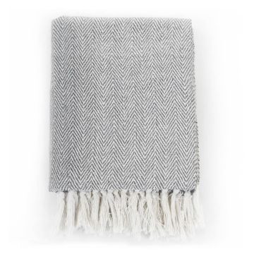Copriletto in Cotone a Spina di Pesce 160x210 cm Grigio