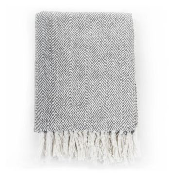 Copriletto in Cotone a Spina di Pesce 220x250 cm Grigio