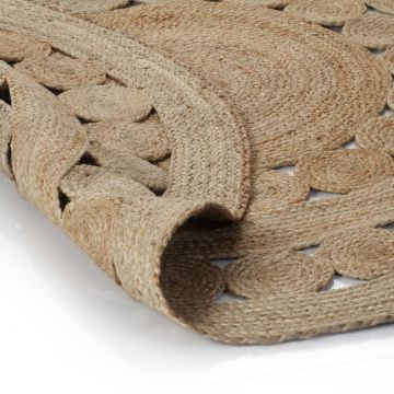 Tappeto in Juta con Design Intrecciato 120 cm Rotondo