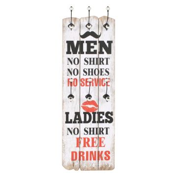 Appendiabiti da Parete con 6 Ganci MEN LADIES 120x40 cm