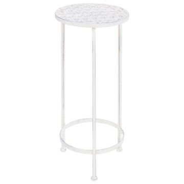 Set Piedistalli per Piante 3 pz Vintage Effetto Bianco Anticato