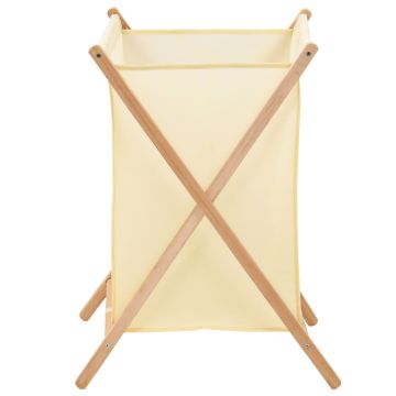 Portabiancheria in Legno di Cedro e Tessuto Beige 42x41x64 cm