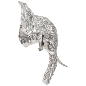 Testa di Elefante in Alluminio Massiccio 38x19x36 cm Argento