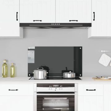 Paraschizzi per Cucina Nero 90x50 cm in Vetro Temperato