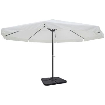 Ombrellone da Giardino in Alluminio con Base Portatile Bianco