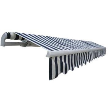 Tenda da Sole Pieghevole 400 cm Blu Marino e Bianco