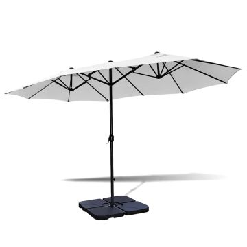 Ombrellone con Base Portatile 2,7x4,6 m in Alluminio Sabbia