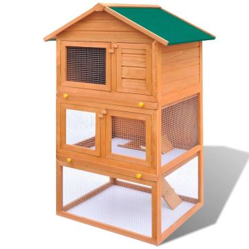 Gabbia per conigli da esterno in legno a 3 strati