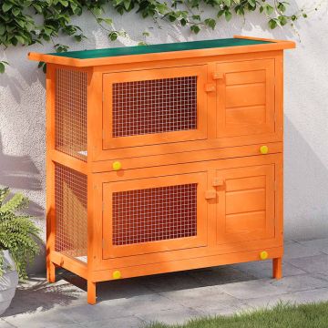 Conigliera da esterno gabbia per piccoli animali domestici con 4 porte in legno