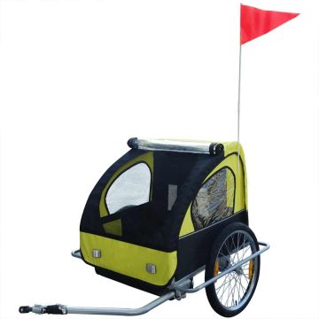 Rimorchio da Bici con Connettore Aggiuntivo Giallo 36 kg