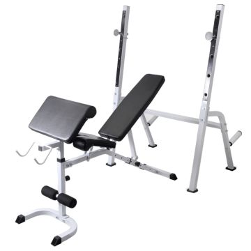 Panca Multifunzione con Bilanciere e Set di Manubri 60,5 kg