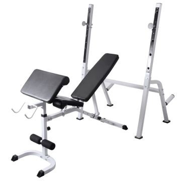 Panca Multifunzione con Rack Bilanciere e Set Manubri 90 kg