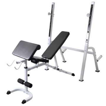 Panca Multifunzione con Rack Bilanciere e Set Manubri 120 kg