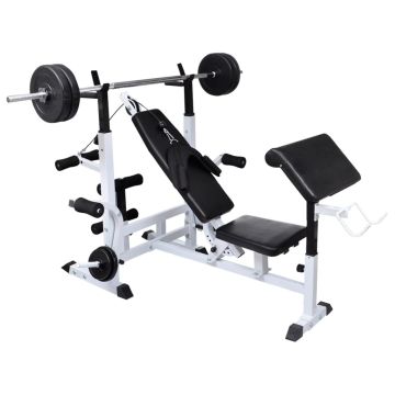 Panca Multifunzione con Bilanciere e Set di Manubri 120 kg