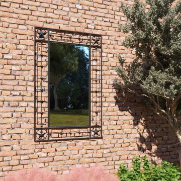 Specchio da Parete per Giardino Rettangolare 50x80 cm Nero