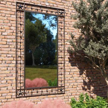 Specchio da Parete per Giardino Rettangolare 60x110 cm Nero
