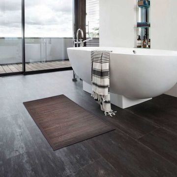 Tappetino da Bagno in Bambù 4 pz 40x50 cm Marrone Scuro