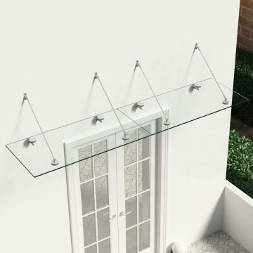 Pensilina Ingresso Vetro di Sicurezza VSG 240x60cm Acciaio Inox