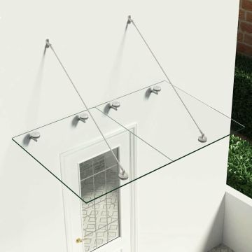 Pensilina Ingresso Vetro di Sicurezza VSG 150x90cm Acciaio Inox