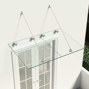 Pensilina Ingresso Vetro di Sicurezza VSG 135x90cm Acciaio Inox