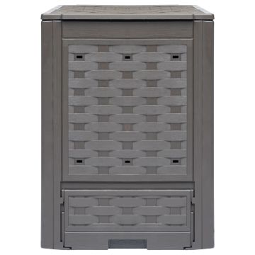 Compostiere 3 pz Marrone 60x60x83 cm 900 L Rattan di Plastica