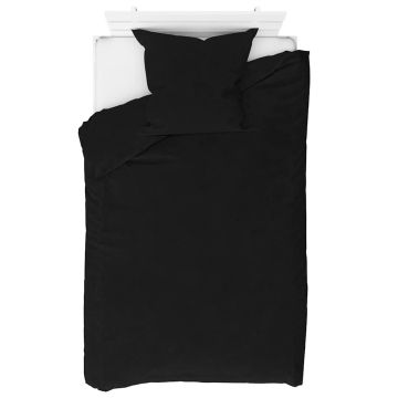 Set di Biancheria Letto 4 pz in Pile Nero 155x200/80x80 cm