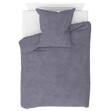Set di Biancheria Letto 4 pz in Pile Grigio 135x200/80x80 cm