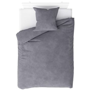 Set di Biancheria Letto 4 pz in Pile Grigio 140x200/60x70 cm