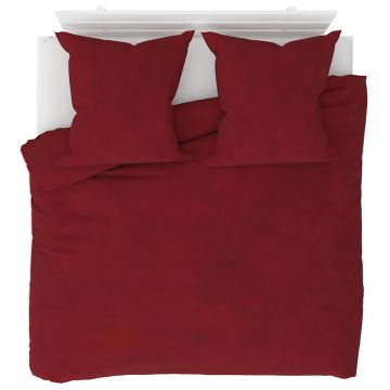 Set Biancheria Letto 5 pz in Pile Rosso Vino 200x200/80x80cm