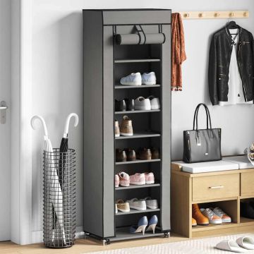 Scarpiera con Rivestimento in Tessuto Grigio 57x29x162 cm