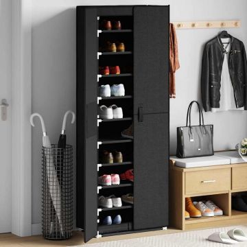 Scarpiera Nera 60x30x166 cm in Tessuto