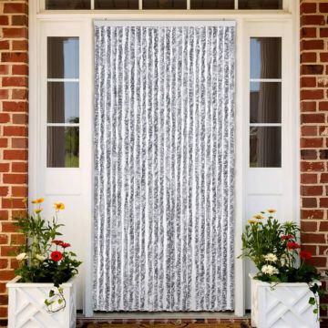 Zanzariera Bianco e Grigio 100x220 cm Ciniglia