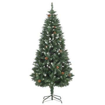 Albero di Natale Artificiale Pigne e Brillantini Bianchi 180 cm