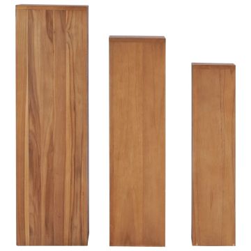 Set di Piedistalli per Piante 3 pz in Legno Massello di Teak