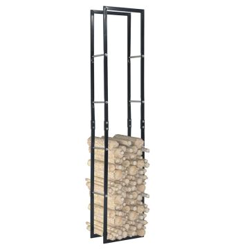 Rastrelliera per Legna da Ardere Nera 40x25x200 cm in Acciaio