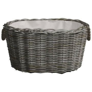 Cesta per Legna con Maniglie 59x42x28 cm Salice Grigia