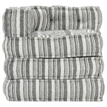 Pouf Modulare in Tessuto Grigio a Strisce