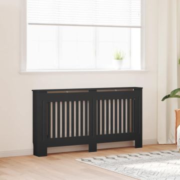 Copertura per Radiatore Nera 152x19x81,5 cm in Legno Multistrato