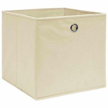Scatole Portaoggetti con Coperchi 10pz Crema 32x32x32cm Tessuto