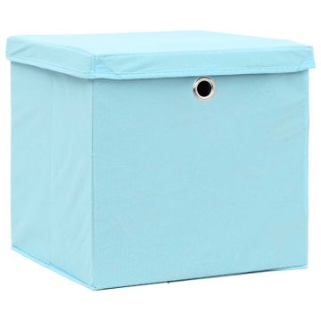 Scatole con Coperchi 10pz Azzurre 32x32x32 cm Tessuto