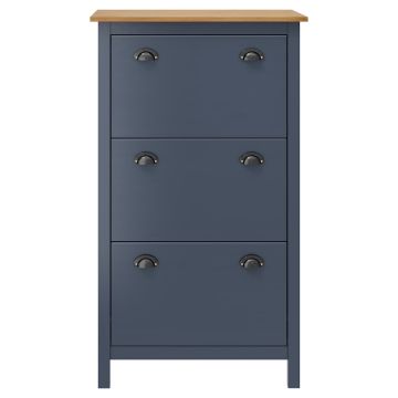 Scarpiera Hill Grigia 72x35x124 cm Legno Massello di Pino