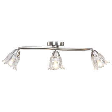 Lampadario con Paralumi in Vetro per 3 Lampadine E14 Tulipano