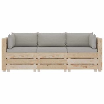 Divano da Giardino in Pallet 3 Posti con Cuscini Talpa in Legno